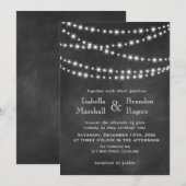 Blackboard Twinkle Lights Wedding Uitnodiging 2 (Voorkant / Achterkant)