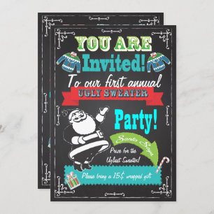 Blackboard Ugly sweater kerstparty nodigt uit Kaart