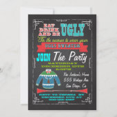 Blackboard Ugly sweater kerstparty nodigt uit Kaart (Achterkant)