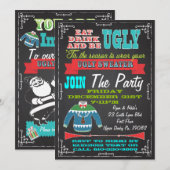 Blackboard Ugly sweater kerstparty nodigt uit Kaart (Voorkant / Achterkant)