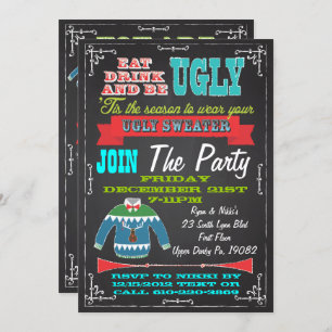 Blackboard Ugly sweater kerstparty nodigt uit Kaart