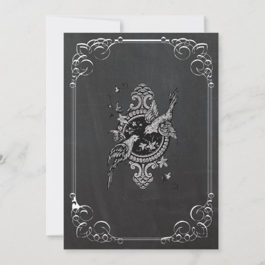 Blackboard vintage bruiloft uitnodigingen (Achterkant)