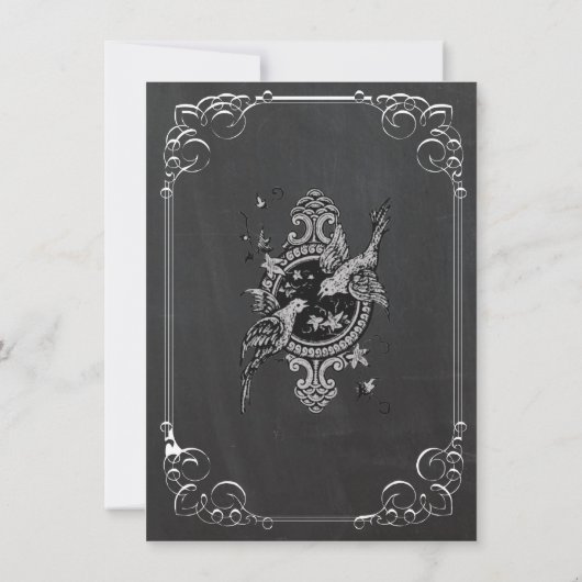 Blackboard vintage bruiloft uitnodigingen (Achterkant)