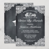 Blackboard & White Lace Afstuderen Drive by Parade Kaart (Voorkant / Achterkant)