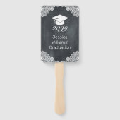 Blackboard & White Lace Afstuderen Foto hand Fan Handwaaier (Achterkant)