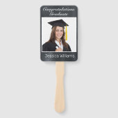 Blackboard & White Lace Afstuderen Foto hand Fan Handwaaier (Voorkant)