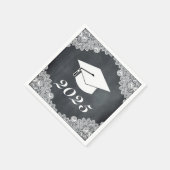 Blackboard & White Lace Afstuderen Pet Pet Napkins Servet (Hoek)