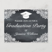 Blackboard & White Lace Afstuderen RSVP-uitnodigin Briefkaart (Voorkant)