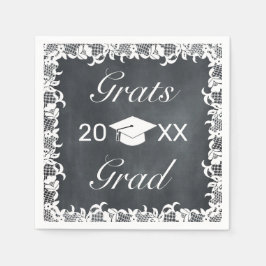 Blackboard & White Lace Grats Afstuderen Pet Pet Servet