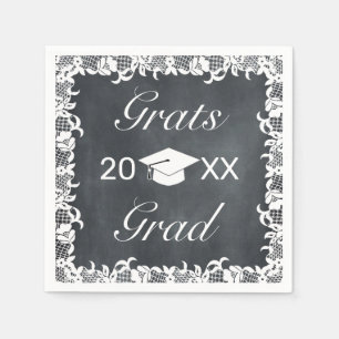 Blackboard & White Lace Grats Afstuderen Pet Pet Servet