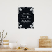 Blackboard Wirl White Border Wedparty Sign Poster (Keuken)