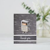 Blackboard wiskunde calculator jongen bedankt feestdagenkaart (Staand voorkant)