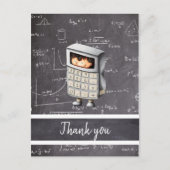 Blackboard wiskunde calculator jongen bedankt feestdagenkaart (Voorkant)