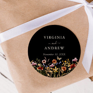 BlackBoho Wilde Bloem Huwelijk Klassieke Ronde Sti Sticker