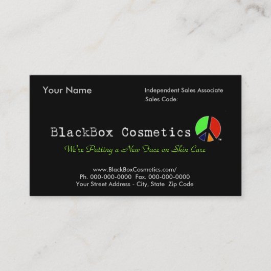BlackBox Cosmetics, Independent Sales Associ... Visitekaartje (Voorkant)