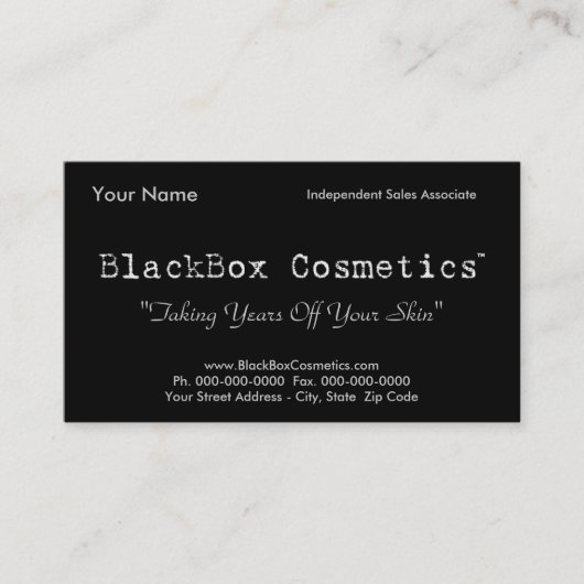 BlackBox Cosmetics, Independent Sales Associ... Visitekaartje (Voorkant)