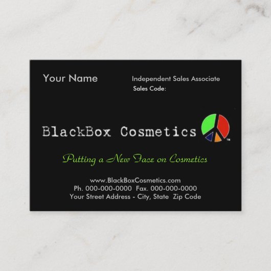 BlackBox Cosmetics, Independent Sales Associ... Visitekaartje (Voorkant)