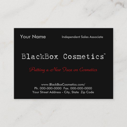 BlackBox Cosmetics, Independent Sales Associ... Visitekaartje (Voorkant)