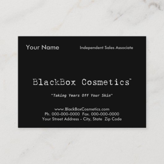 BlackBox Cosmetics, Independent Sales Associ... Visitekaartje (Voorkant)