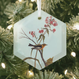 Blackburnian Warbler Audubon Songbird Art Glas Ornament