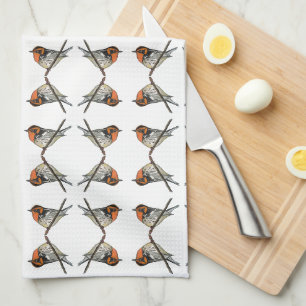 Blackburnian Warbler Sinaasappel Witte Keuken Hand Theedoek