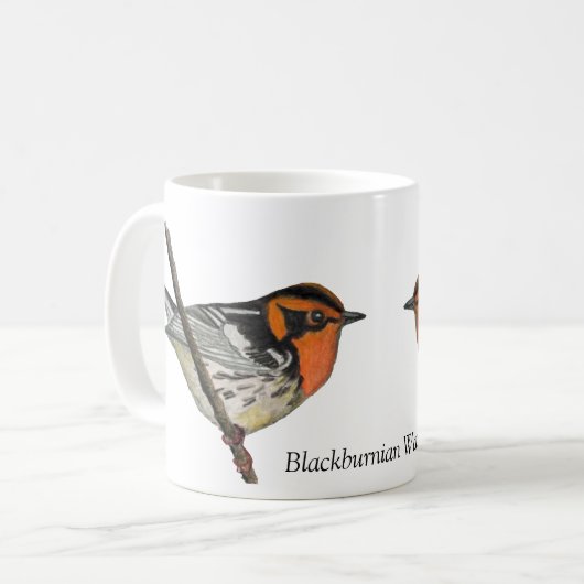 Blackburnian Warbler Witte Koffie Cup Koffiemok (Voorkant links)