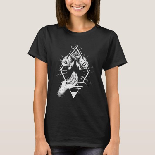 Blackcraft All see Eye Insect Moth Hamsa Hands T-shirt (Voorkant)