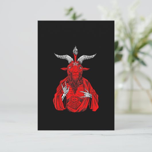 Blackcraft Antichrist Goat Satan Baphomet Bedankkaart (Staand voorkant)