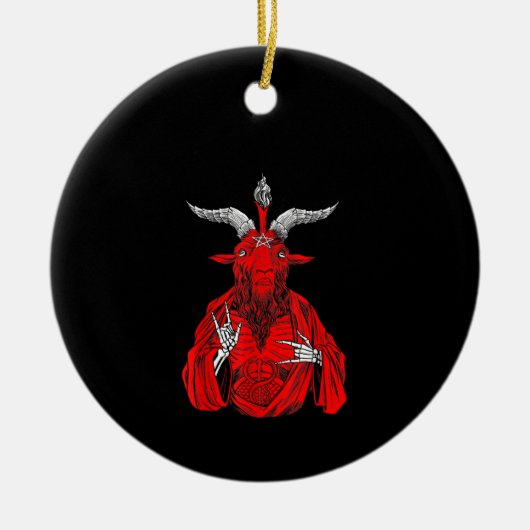 Blackcraft Antichrist Goat Satan Baphomet Keramisch Ornament (Voorkant)