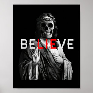 Blackcraft Antichrist Jesus Skull Believe Satan bi Poster