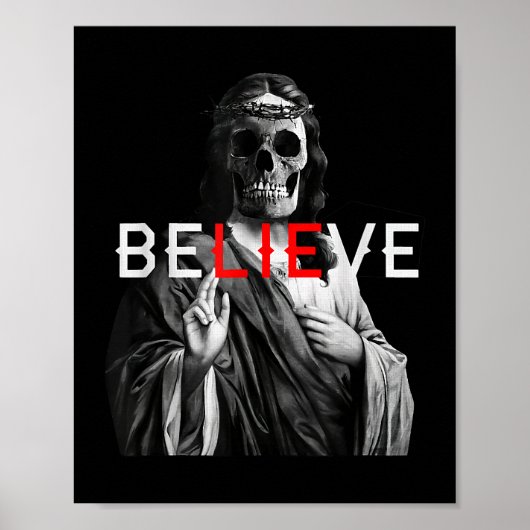 Blackcraft Antichrist Jesus Skull Believe Satan bi Poster (Voorkant)