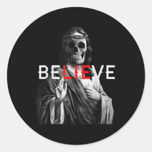 Blackcraft Antichrist Jesus Skull Believe Satan bi Ronde Sticker