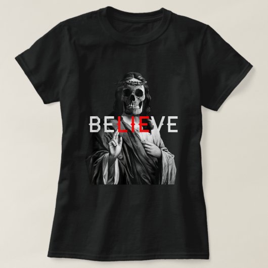 Blackcraft Antichrist Jesus Skull Believe Satan bi T-shirt (Design voorkant)