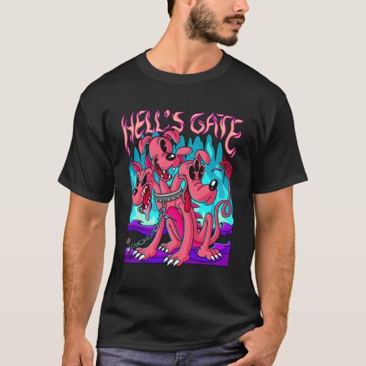 Blackcraft Kawaii Cerberus Hell's Gate Retro Carto T-shirt (Voorkant)