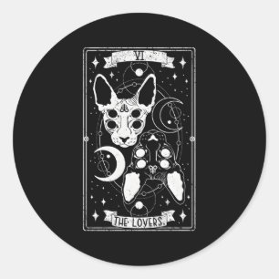 Blackcraft Tarot Kaart met katten Mystic tekenen Ronde Sticker