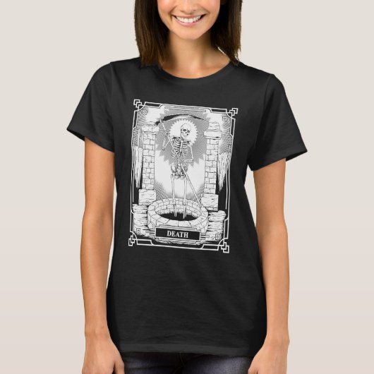 Blackcraft Witchy Skeleton Death the Grim Reaper T T-shirt (Voorkant)