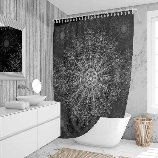 Blackened Sparkling bloemenkunst Douchegordijn