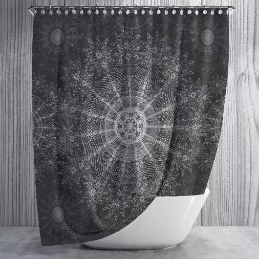 Blackened Sparkling bloemenkunst Douchegordijn