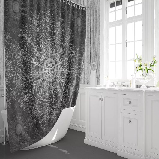 Blackened Sparkling bloemenkunst Douchegordijn
