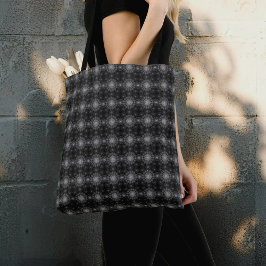 Blackened sprankelende bloemenkunst tote bag