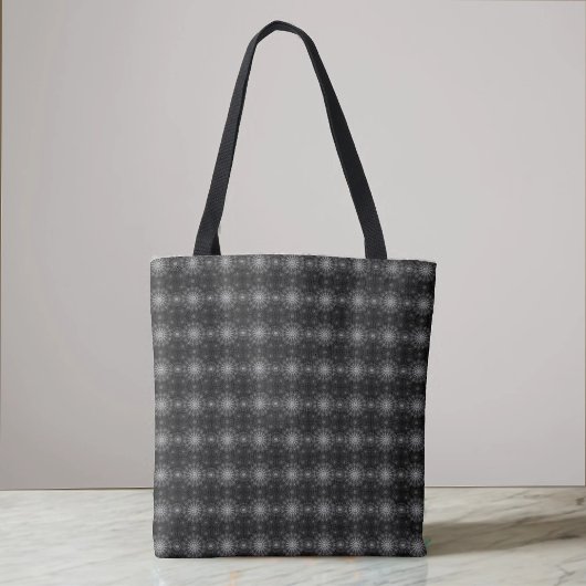 Blackened sprankelende bloemenkunst tote bag