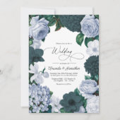 Blackened Teal, Mist Blue & Pearl White Wedding Kaart (Voorkant)