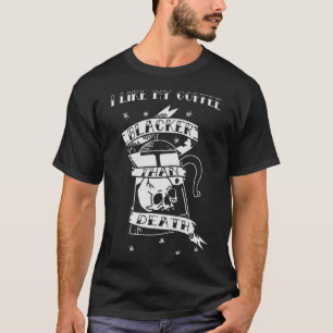 Blacker dan Death Coffee Hand getrokken Tattoo T-shirt