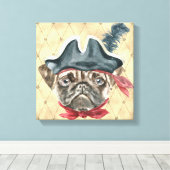 Blackface de Pug Piraat Ingepakt Canvas Afdruk (Insitu (Houten vloer))