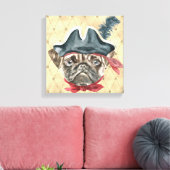 Blackface de Pug Piraat Ingepakt Canvas Afdruk (Insitu (Woonkamer))