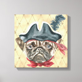 Blackface de Pug Piraat Ingepakt Canvas Afdruk