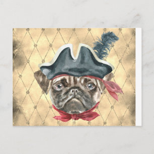 Blackface de Pug Pirate Briefkaart