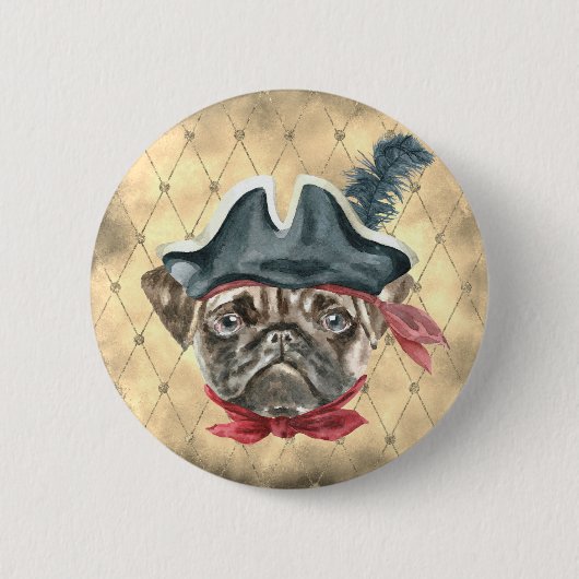 Blackface de Pug Pirate Button (Voorkant)
