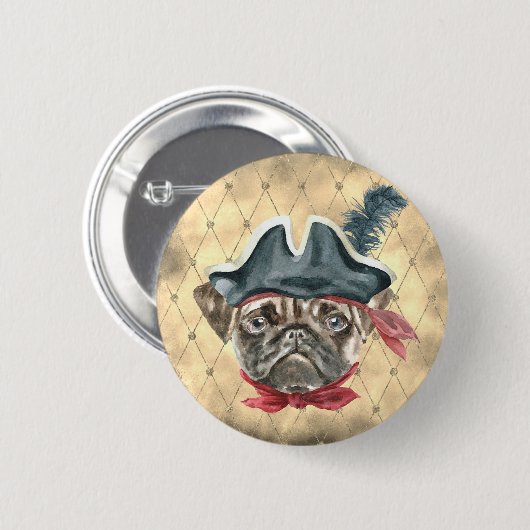 Blackface de Pug Pirate Button (Voorkant /achterkant)