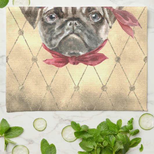 Blackface de Pug Pirate Kitchen Towel Theedoek (Gevouwen)